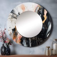 Designart "Black And Gold Fluid Stone" Abstract Marble Round Bathroom ...